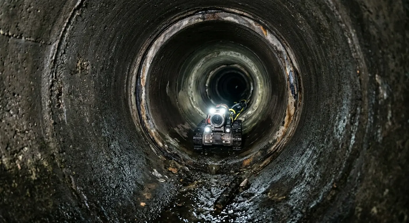 Robotic sewer camera inspecting pipe interior for Drain Snake Service in Lake Stickney